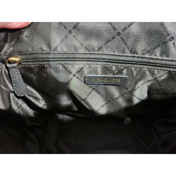 Michael Kors Charlotte Large Saffiano Black Leather Top-Zip Tote Bag/Excellent U - Picture 6 of 6